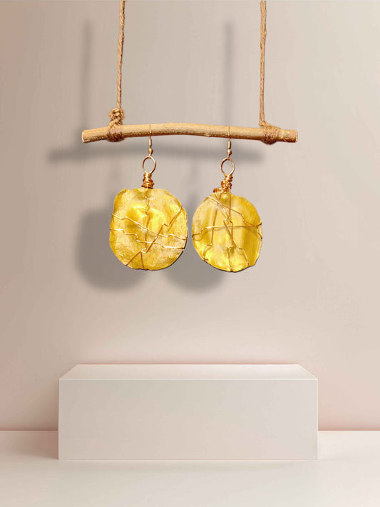 Golden Dusk Wood Earrings