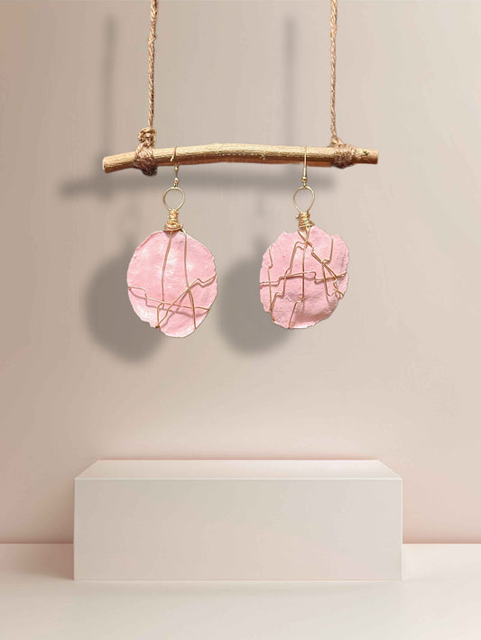 Pastel Pink Princess Wood Earrings