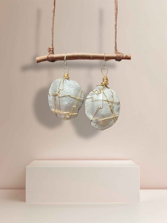 Gilded Steel Wood Earrings