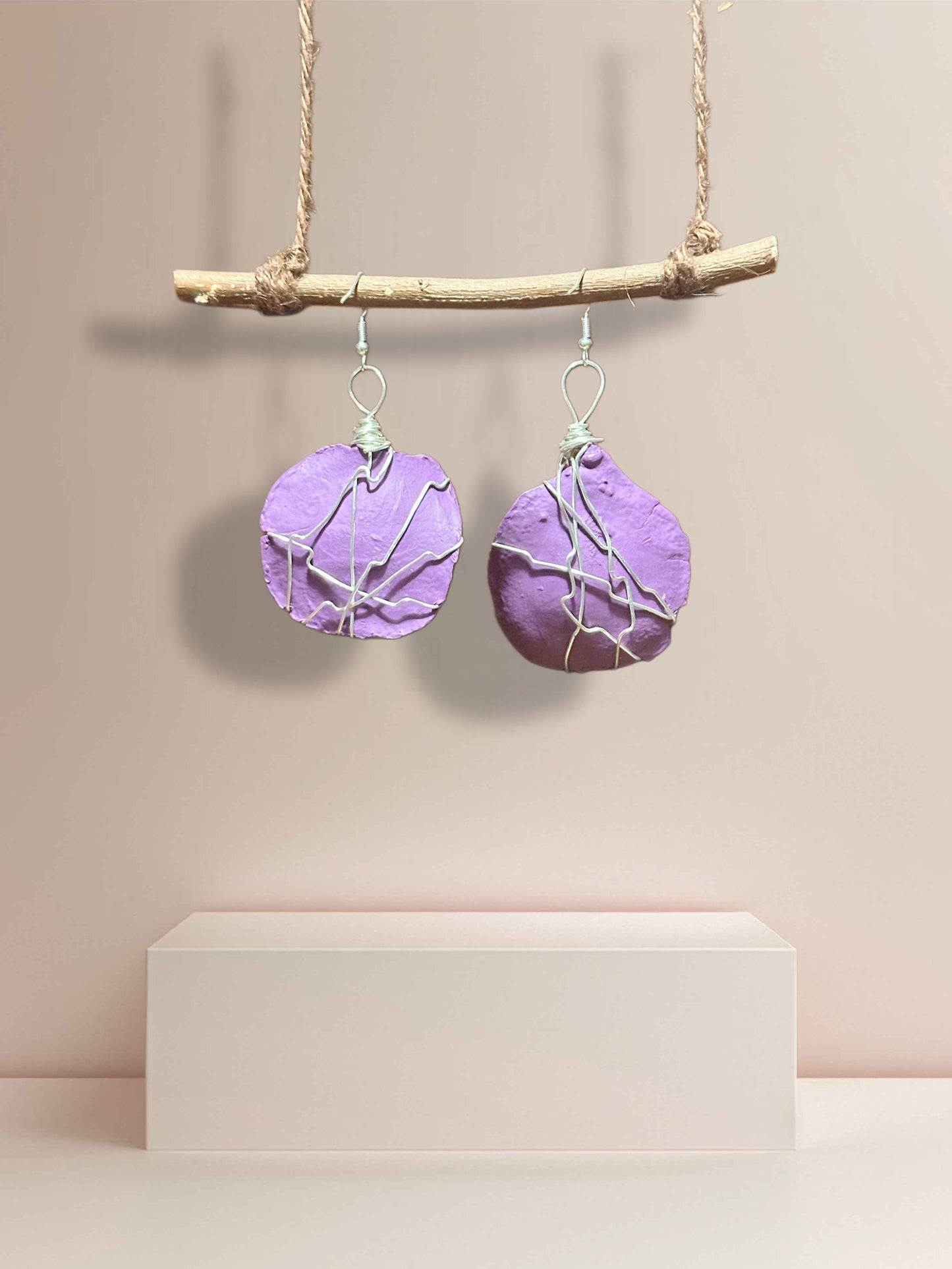 Violet Storm Wood Earrings
