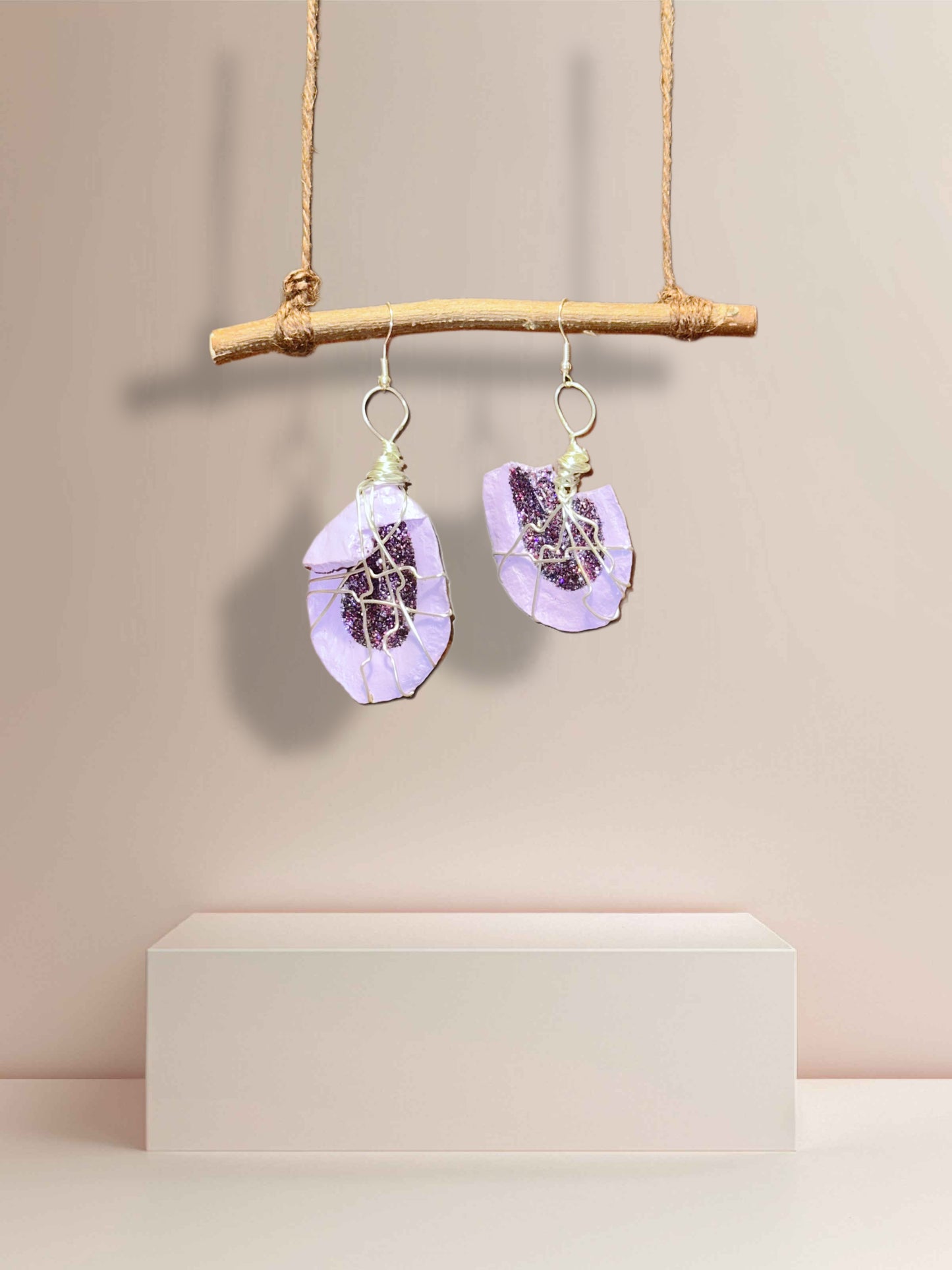 Lilac + Violet Wood Earrings