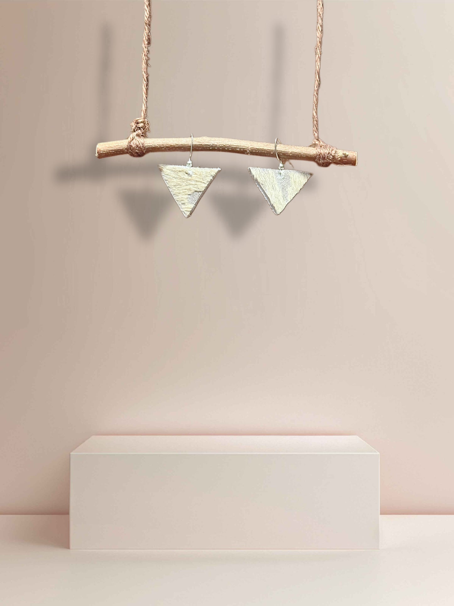 Platinum Peak Leather Earrings