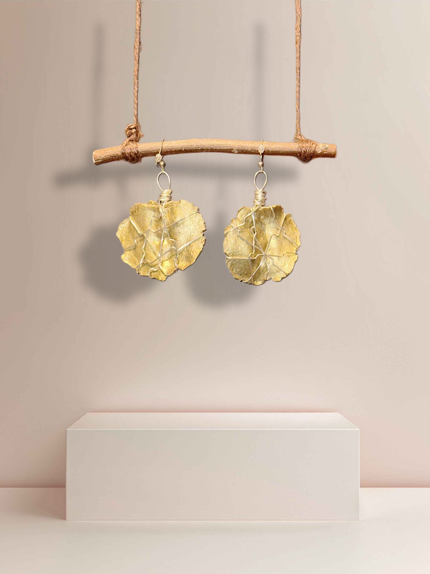 Gold + Stardust Wood Earrings
