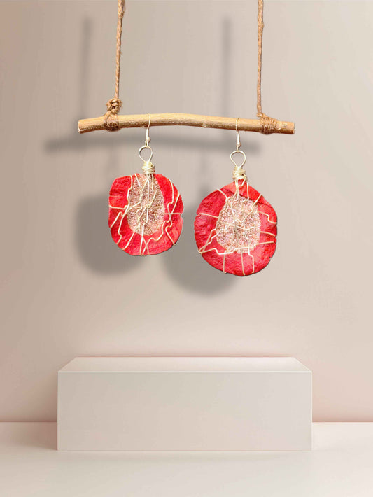 Crimson Spark Wood Earrings (Medium)