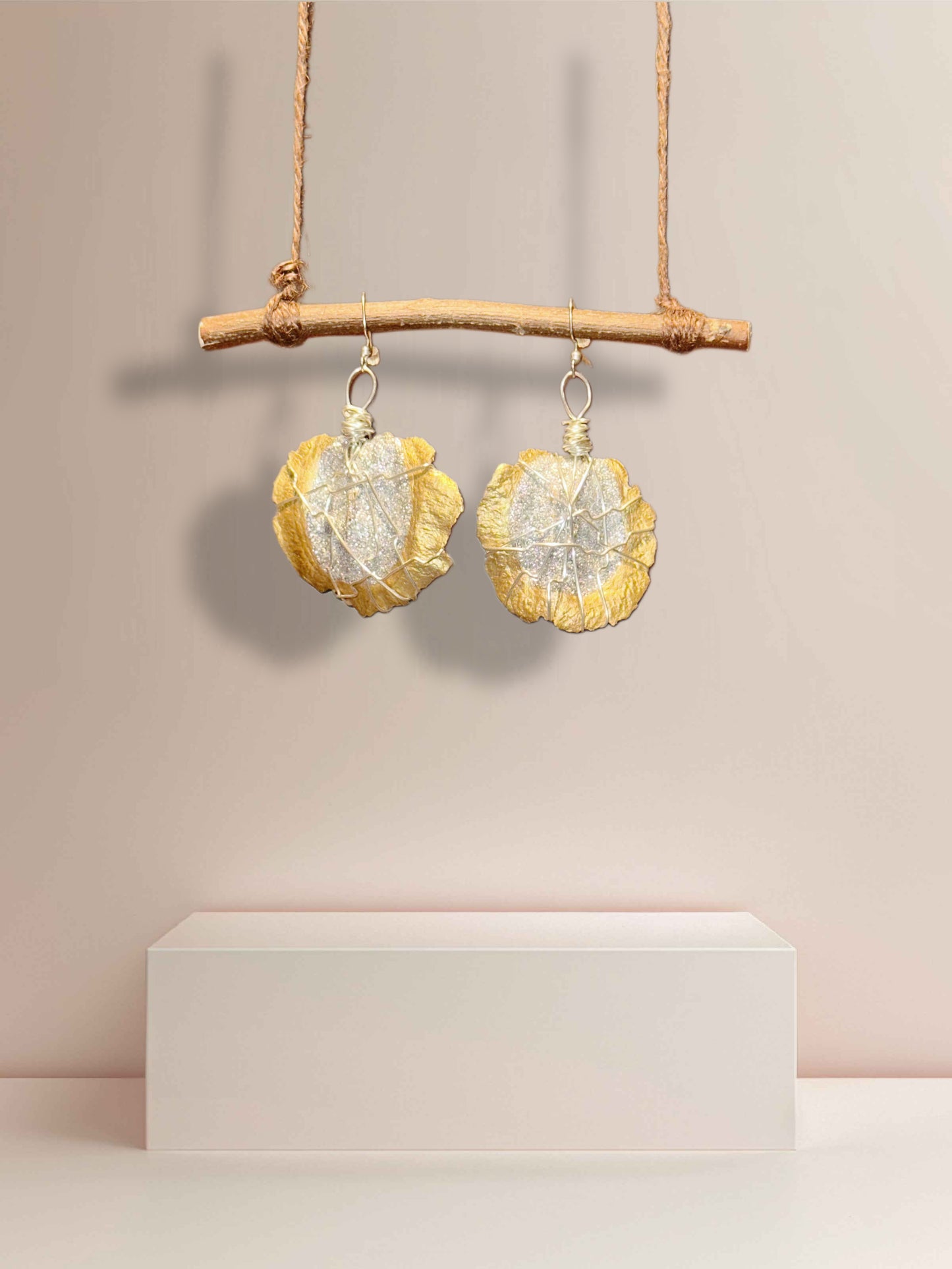 Gold + Stardust Wood Earrings