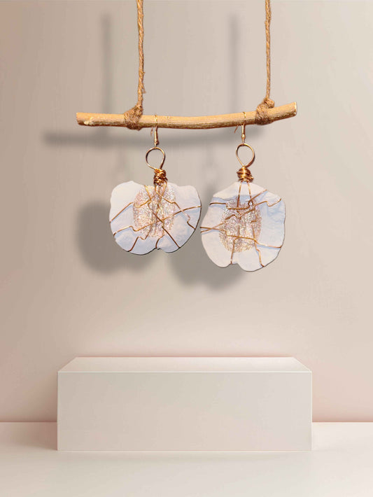 Periwinkle Skies Wood Earrings