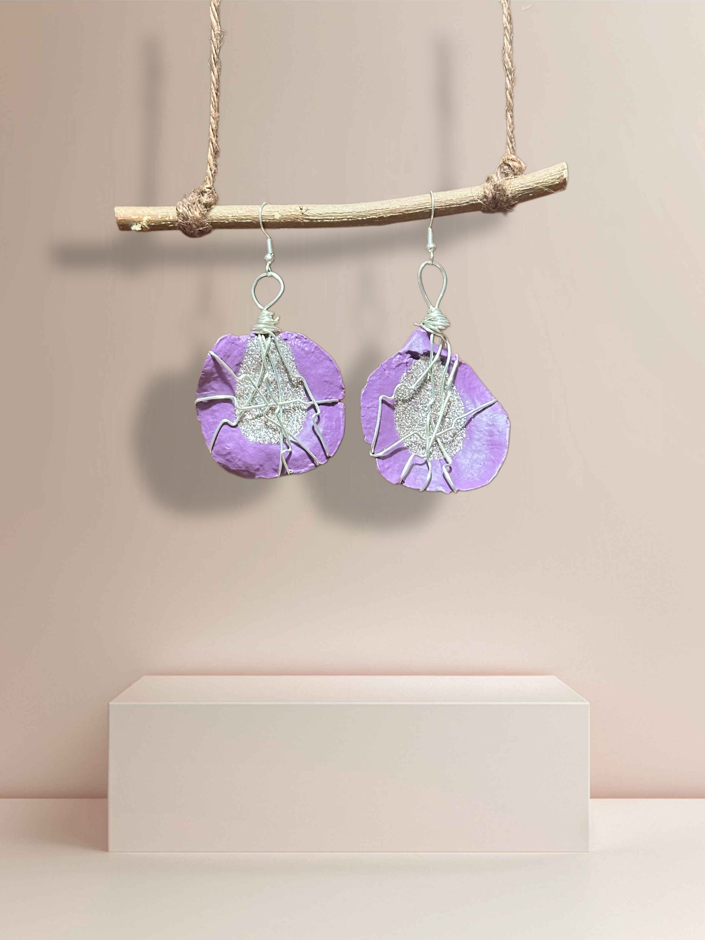 Violet Storm Wood Earrings
