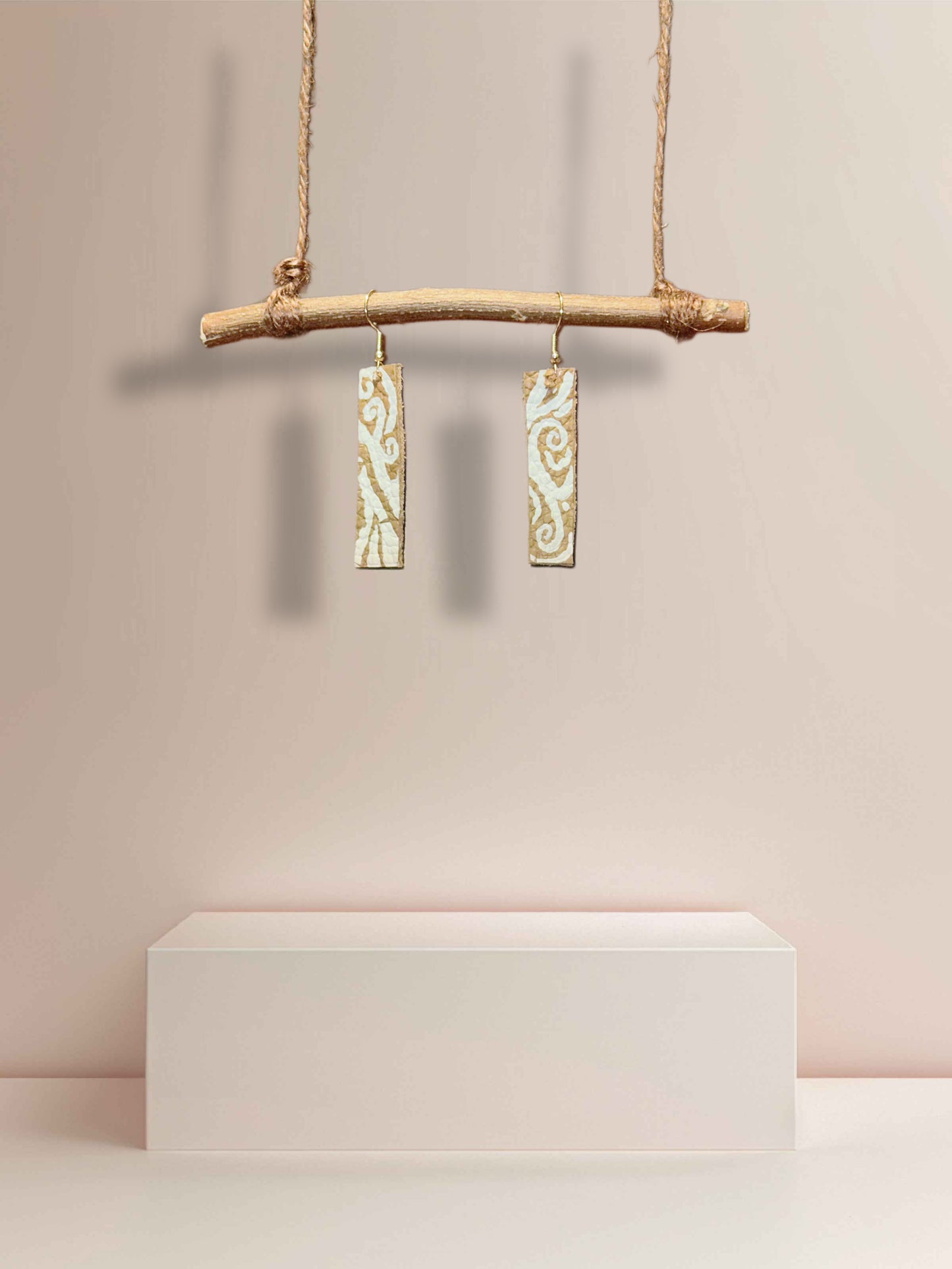 Sandalwood + Ivory Leather Earrings