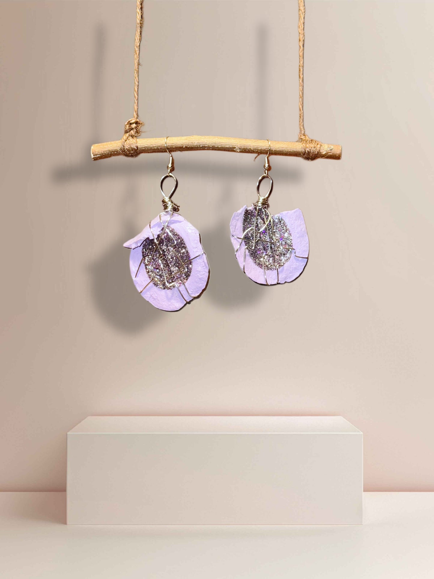 Lavender Night Wood Earrings