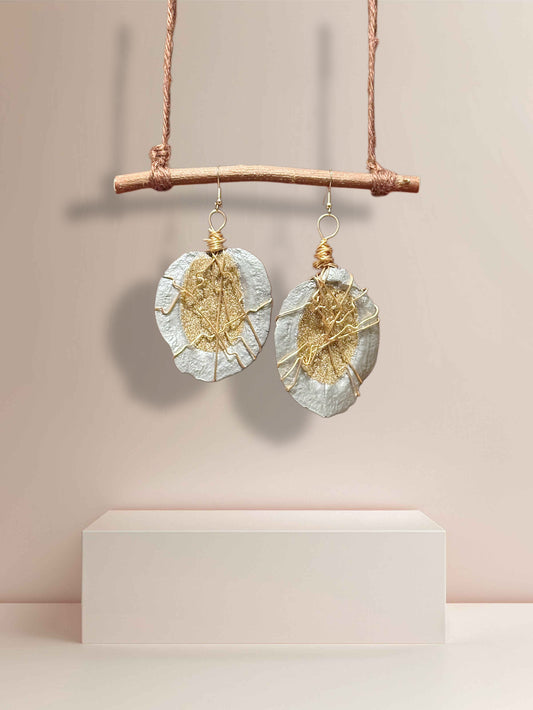 Gilded Steel Wood Earrings