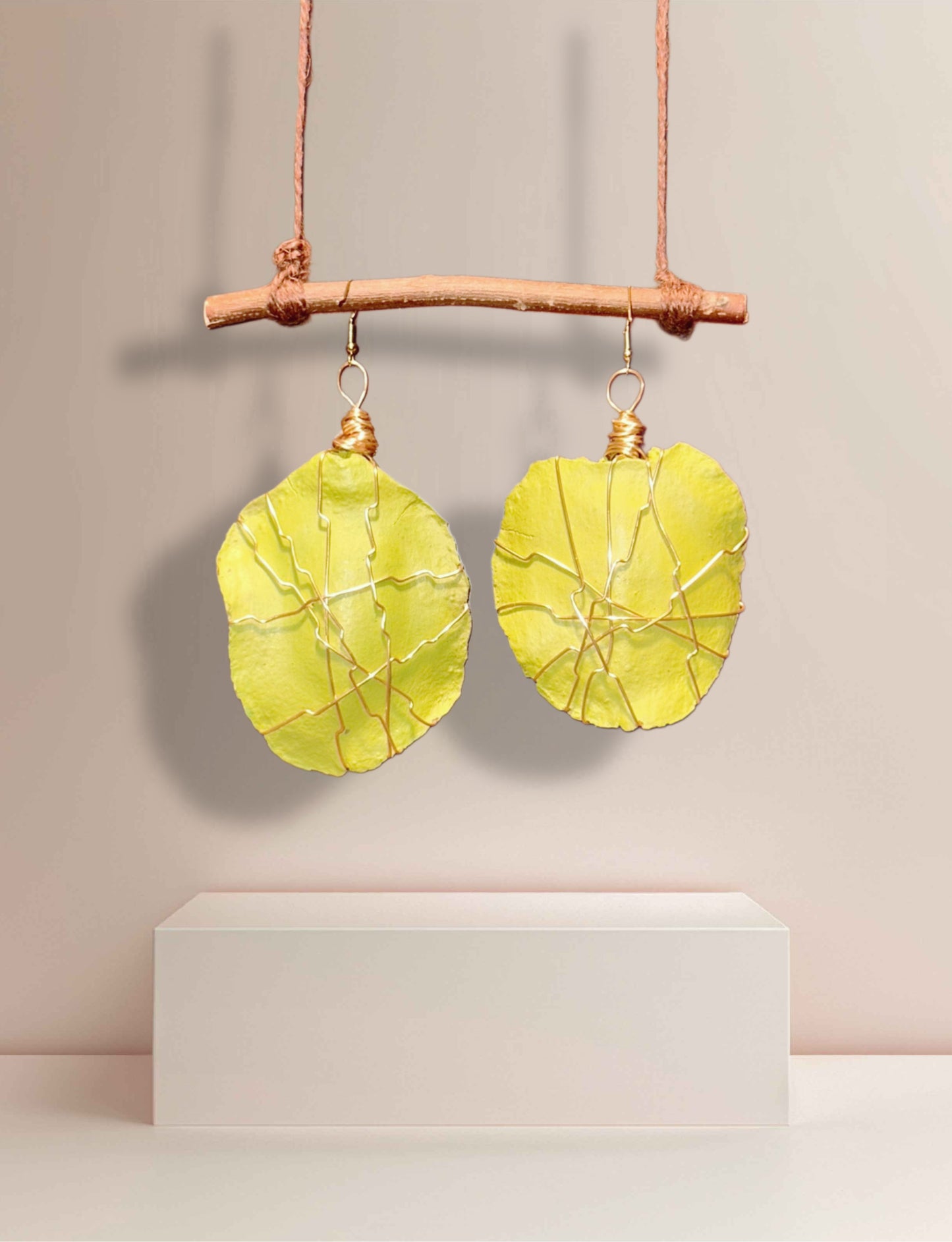 Verdant Glow Wood Earrings
