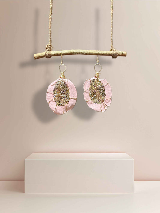 Pastel Pink Princess Wood Earrings