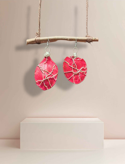 Crimson Spark Wood Earrings (Medium)