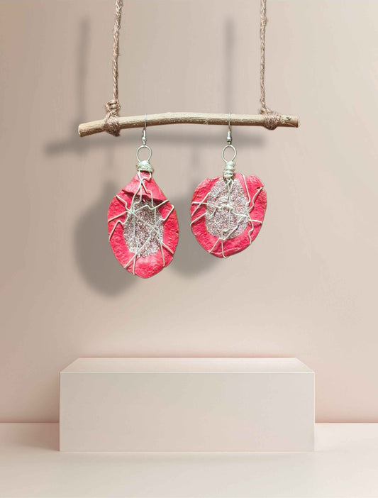 Crimson Spark Wood Earrings (Medium)