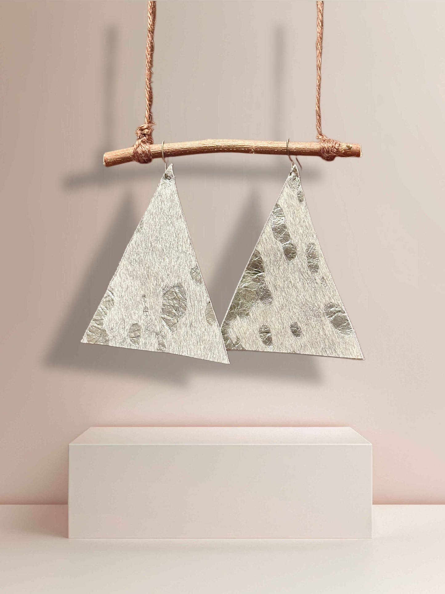 Silver Summit Leather Earrings